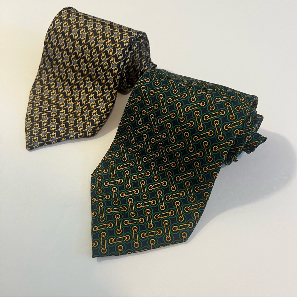 Longchamp Paris, 100% silk, made in Italy, bundle of 2, men’s‎ neck ties